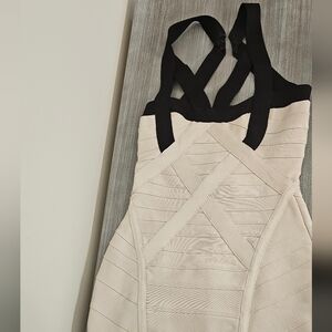 House of CB Black and Cream Bandage Dress